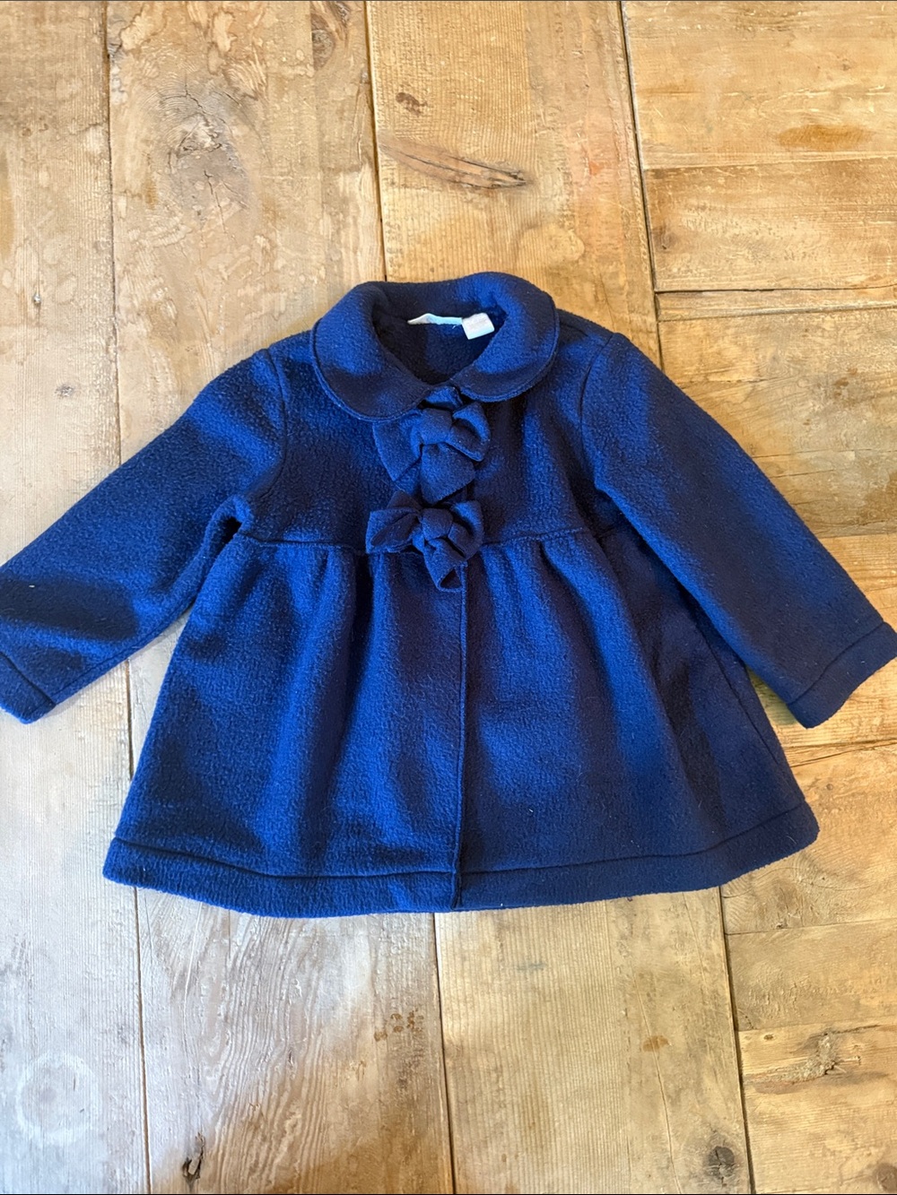Impressions Navy Blue Peacoat with Bow Accents